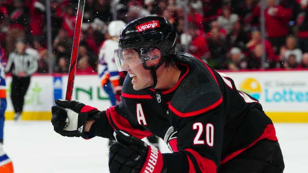 Sebastian Aho of the Carolina Hurricanes looks to lead them past the Panthers in Game 1 of the Eastern Conference Finals tonight