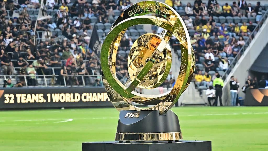 the FIFA Club World Cup trophy on display (2025 FIFA Club World Cup Betting Guide cover)