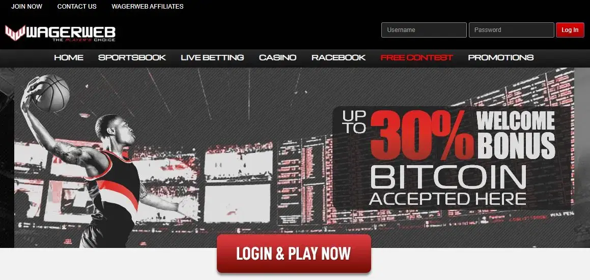 WagerWeb Sportsbook Homepage