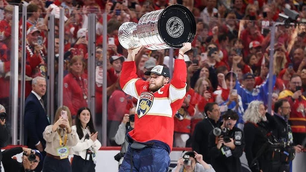The hallowed Stanley Cup is hoisted aloft by Aleksander Barkov, the captain of the Florida Panthers in 2025 - Stanley Cup Betting Guide: Bet Types, Odds, Picks & More
