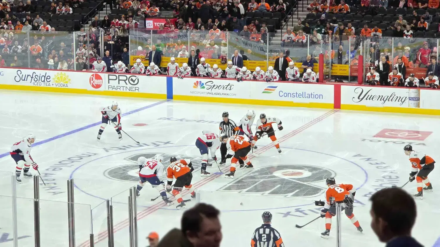 Capitals and Flyers puck drop