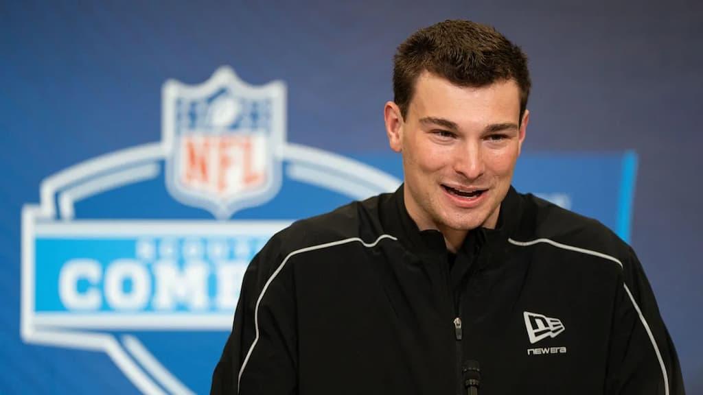 NFL Draft Betting Guide cover (Indiana quarterback and 2025 Heisman Trophy winner Fernando Mendoza, the projected #1 overall pick in the 2026 NFL Draft)