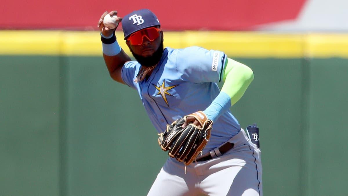 Junior Caminero is hitting .252 for the Rays, leading them with nine home runs this MLB season - Rays Red Sox Picks