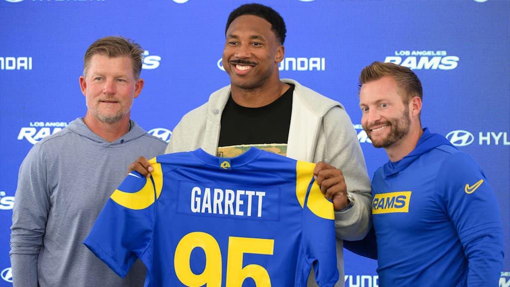 NFL Futures Betting Guide cover (Myles Garrett, Los Angeles Rams, Sean McVay, Les Snead)