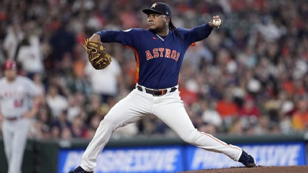 Framber Valdez pitches at home for the Astros tonight