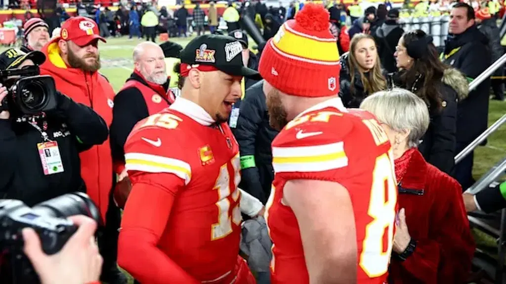 Patrick Mahomes and Travis Kelce of the Kansas City Chiefs