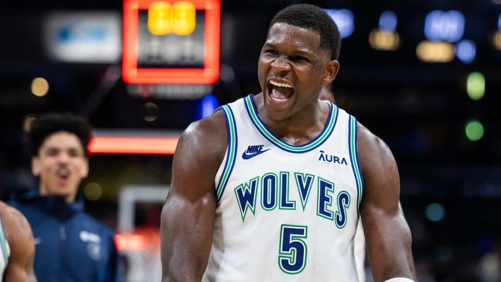 Suns vs Timberwolves NBA Analysis, Odds, and Best Bet (3/28) Basketball player Anthony Edwards screaming.