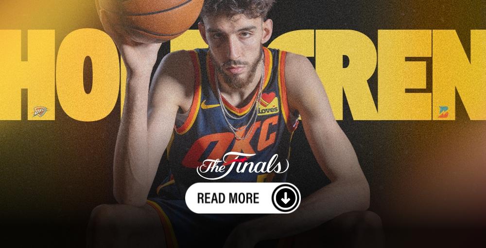 Chet Holmgren sitting on a chair with a basketball with his name behind him. 2025 NBA Finals Game 3 Odds & Prediction: We Move to the Hoosier State!