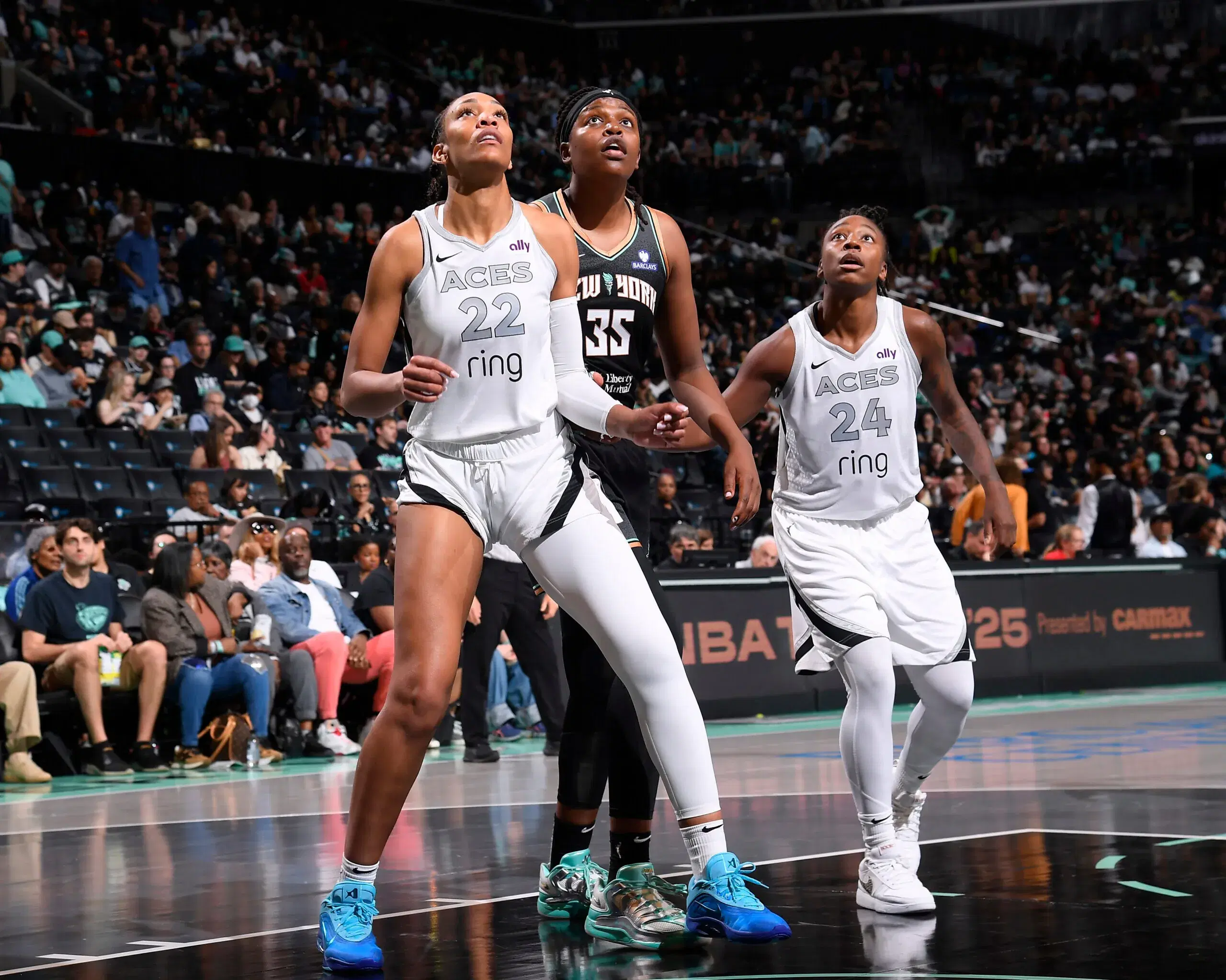 A'ja Wilson, Jonquel Jones and Jewell Loyd.