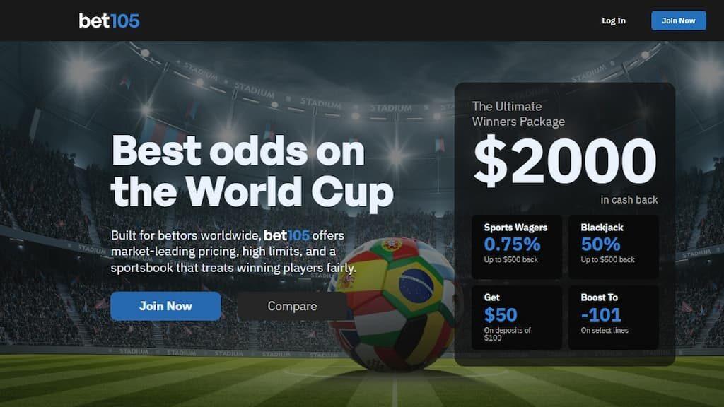 Bet105 Sportsbook Welcome Bonus page