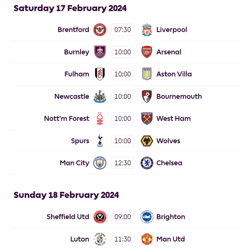 English Premier League Weekend Preview: Game Picks and Odds | February 16, 2024