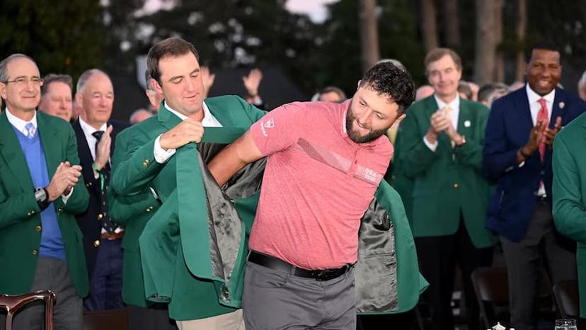 Scottie Scheffler Jon Rahm 2023 Masters green jacket ceremony