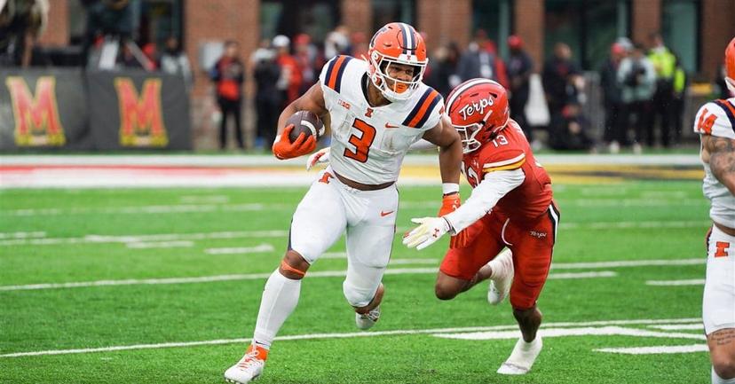 Kaden Feagin has over 110 carries and six rushing touchdowns for the Illini this season - Illinois Wisconsin Picks