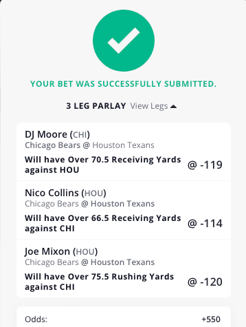 Sunday Night Football Same Game Parlay