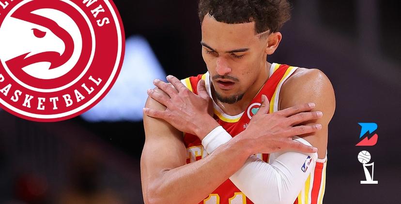 Trae Young shivering with the Atlanta Hawks logo. Hawks vs Magic NBA Analysis, Odds, and Best Bet (4/15)