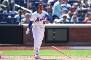 Francisco Lindor after hitting home run