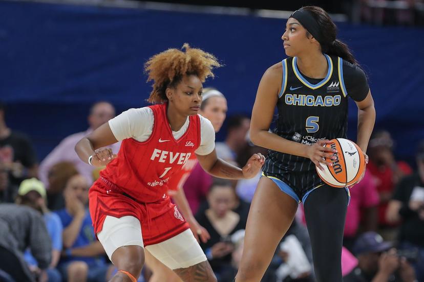 Angel Reese and Fever guard
