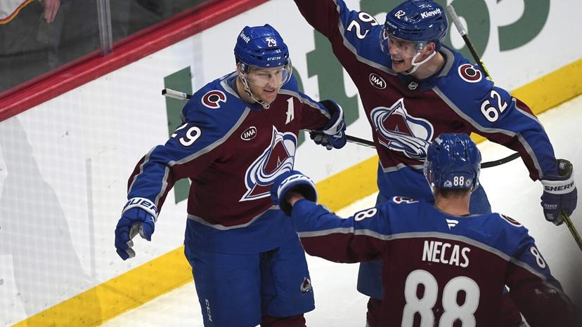 Nathan MacKinnon and Martin Necas
