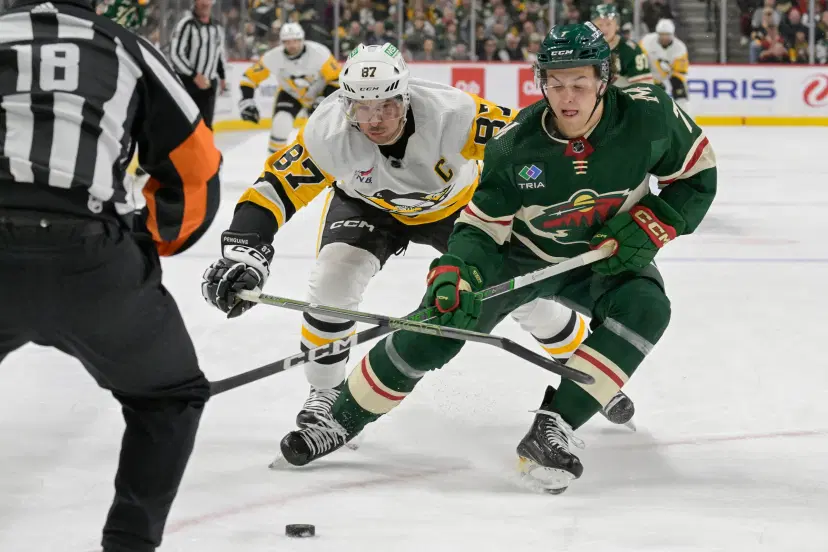 Brock Faber and Sidney Crosby
