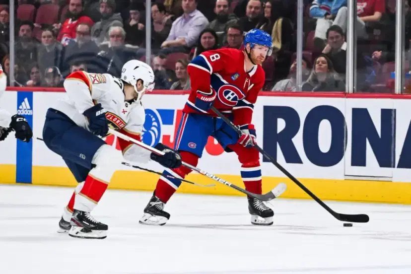 Mike Matheson and Eetu Luostarinen