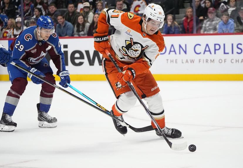 Leo Carlsson and Nathan MacKinnon