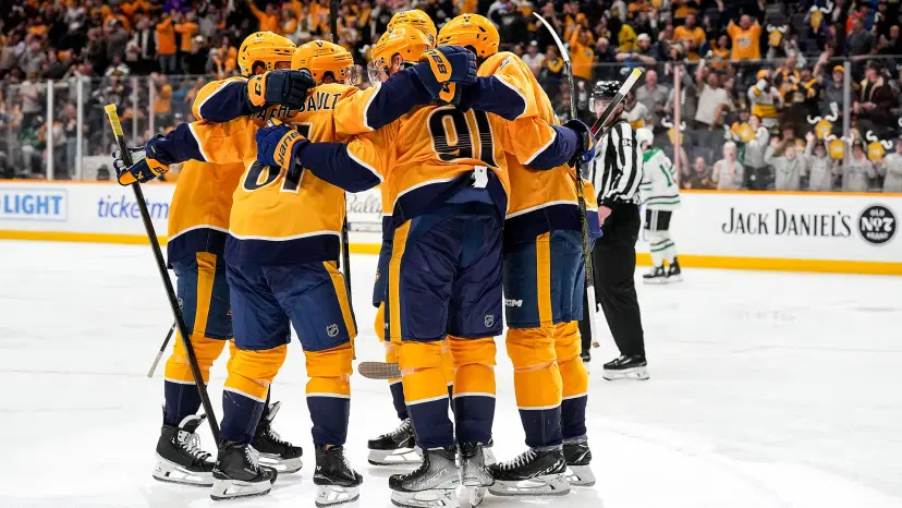 Jonathan Marchessault, Steven Stamkos and teammates.