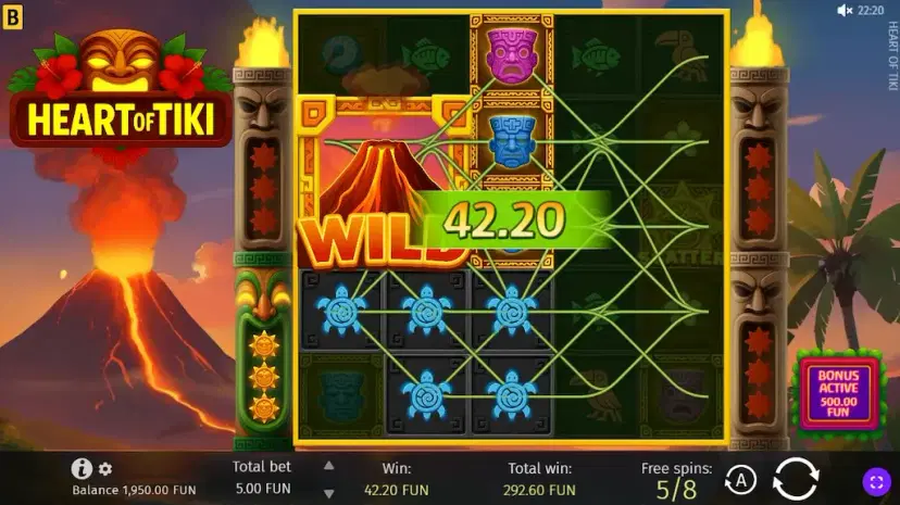 Heart of Tiki Free Spins with Growing & Moving Wilds