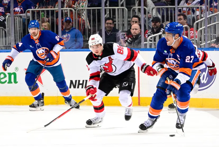 Jack Hughes and Anders Lee