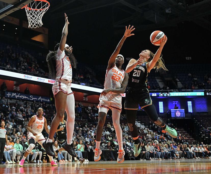 Sabrina Ionescu, Saniya Rivers and Aneesah Morrow