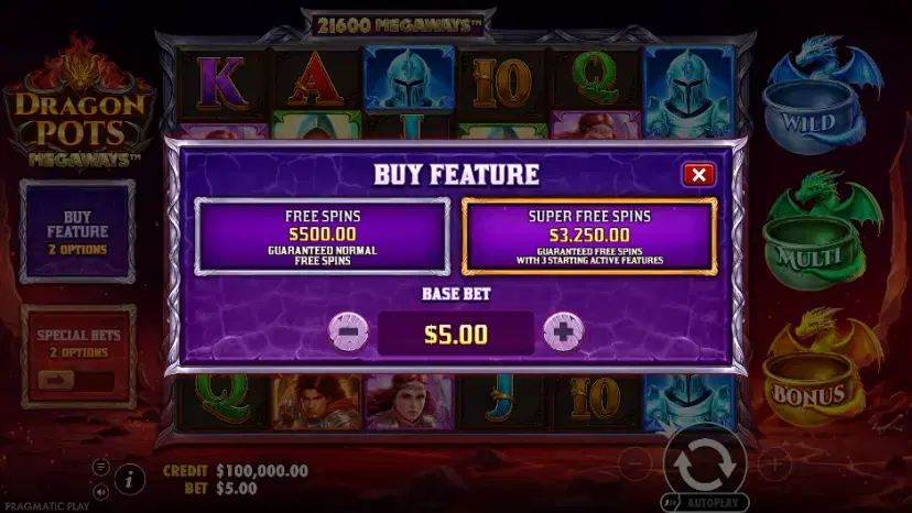 dragon pots megaways buy feature