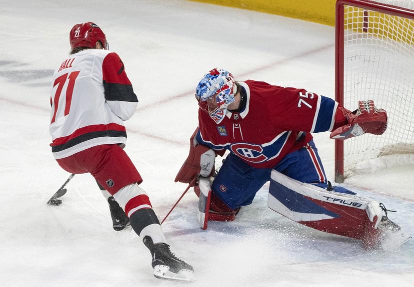 Taylor Hall and Jakub Dobes