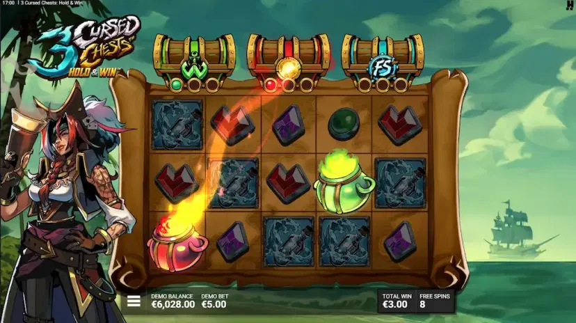 3 Cursed Chests: Hold & Win Treasure Cove
