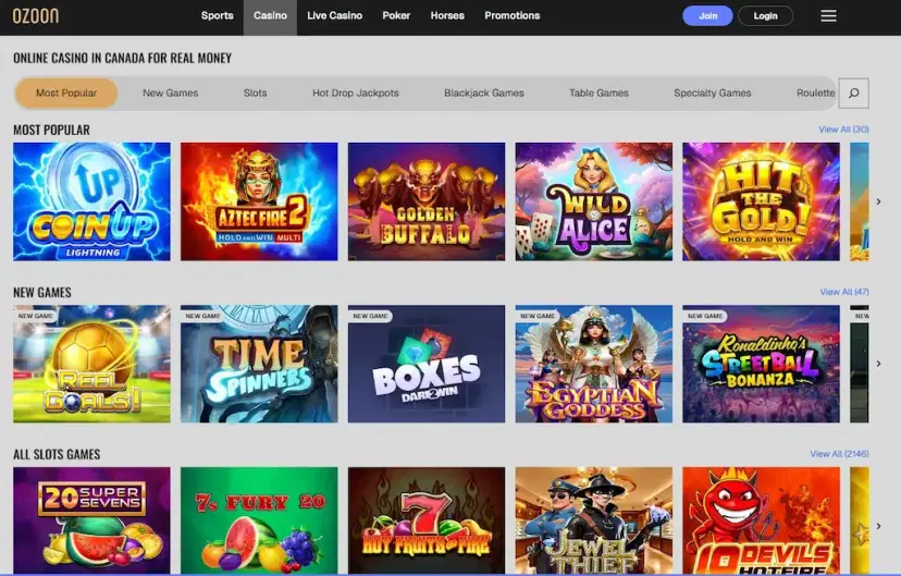 ozoon casino features june 2026