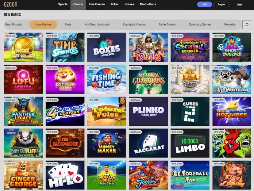 ozoon casino games june 2026