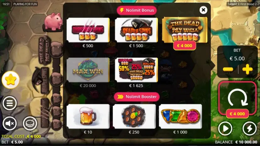 Tanked 3: First Blood 2 Nolimit Bonus and Nolimit Boosters