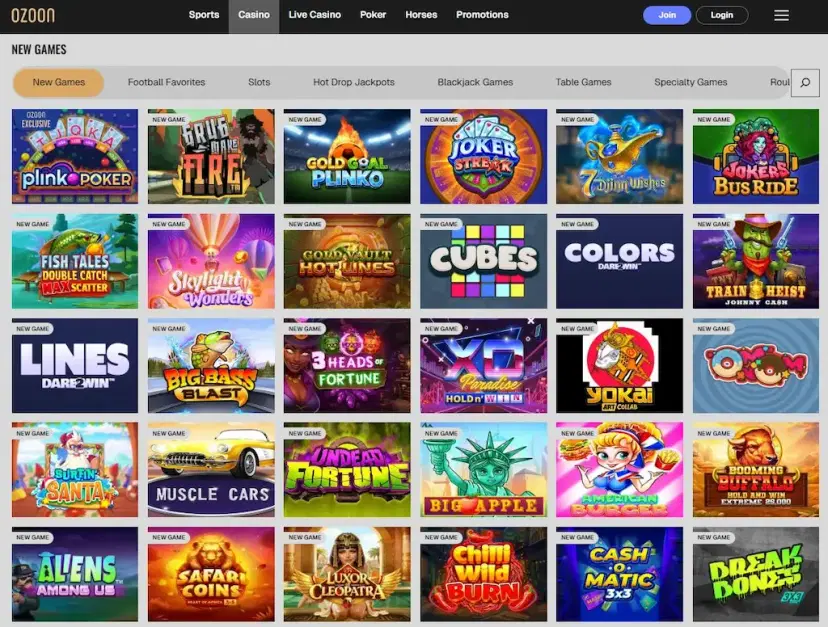 ozoon casino games july 2026