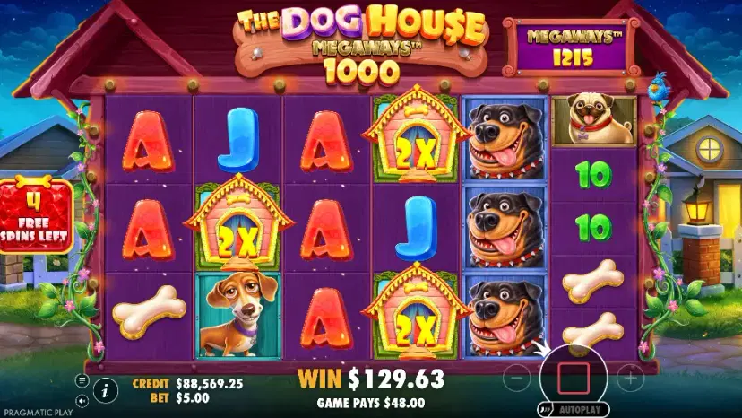 the dog house megaways 1000 random wilds free spins