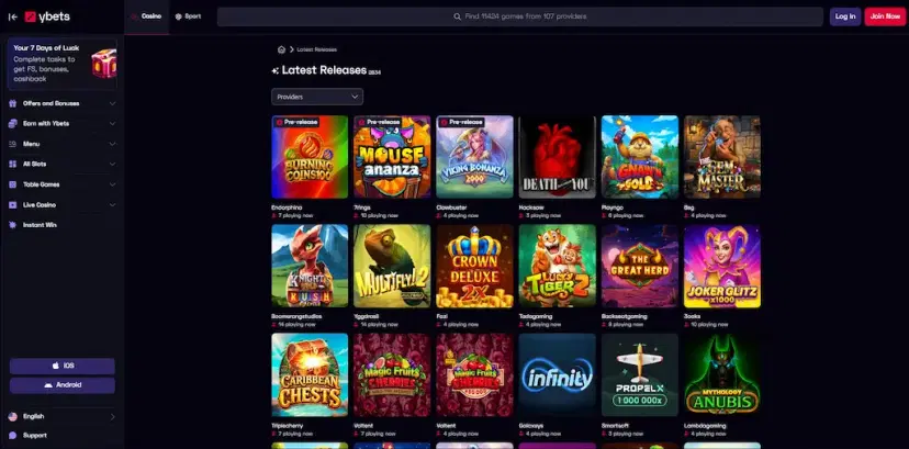 ybets casino games july 2026