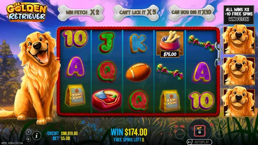 golden retriever free spins