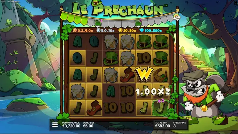 le prechaun bonus game clover the top