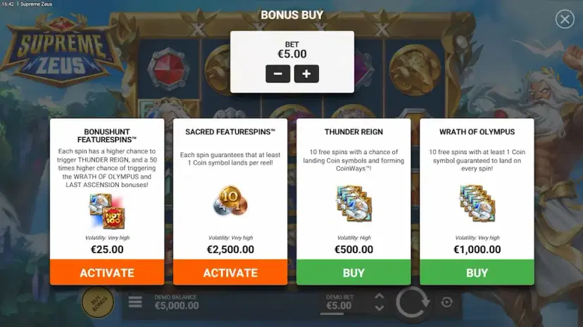 supreme zeus bonus buy