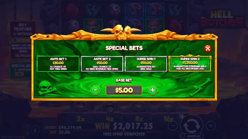 hell butcher special bets