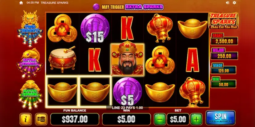 treasure sparks main features