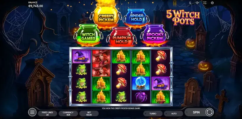 5 witch pots lucky time feature