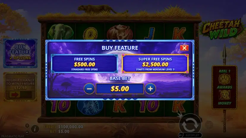 cheetah wild buy feature
