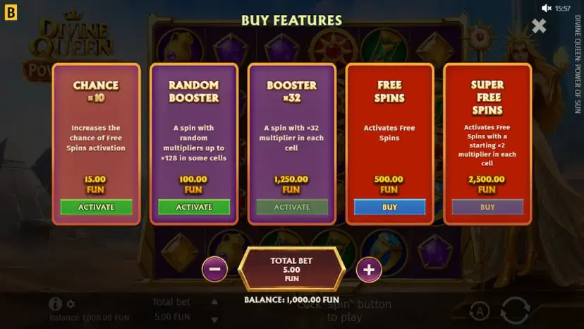 divine queen power of sun buy features