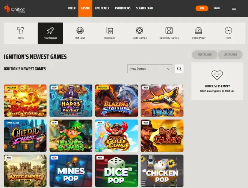 ignition casino games oct 2026
