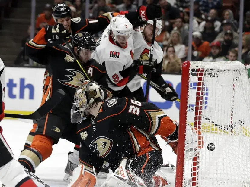 Senator crashes the Ducks net