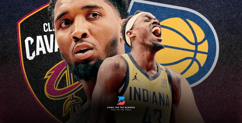 Donovan Mitchell and Pascal Siakam with their Cavaliers and Pacers logos. Cavaliers vs Pacers NBA Analysis, Odds, and Best Bet (4/10)