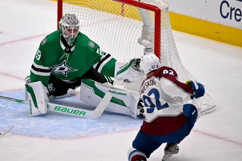 Jake Oettinger and Gabrieal Landeskog